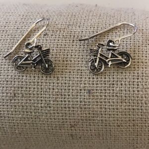 Antiqued Sterling Silver Bicycle Earrings New
